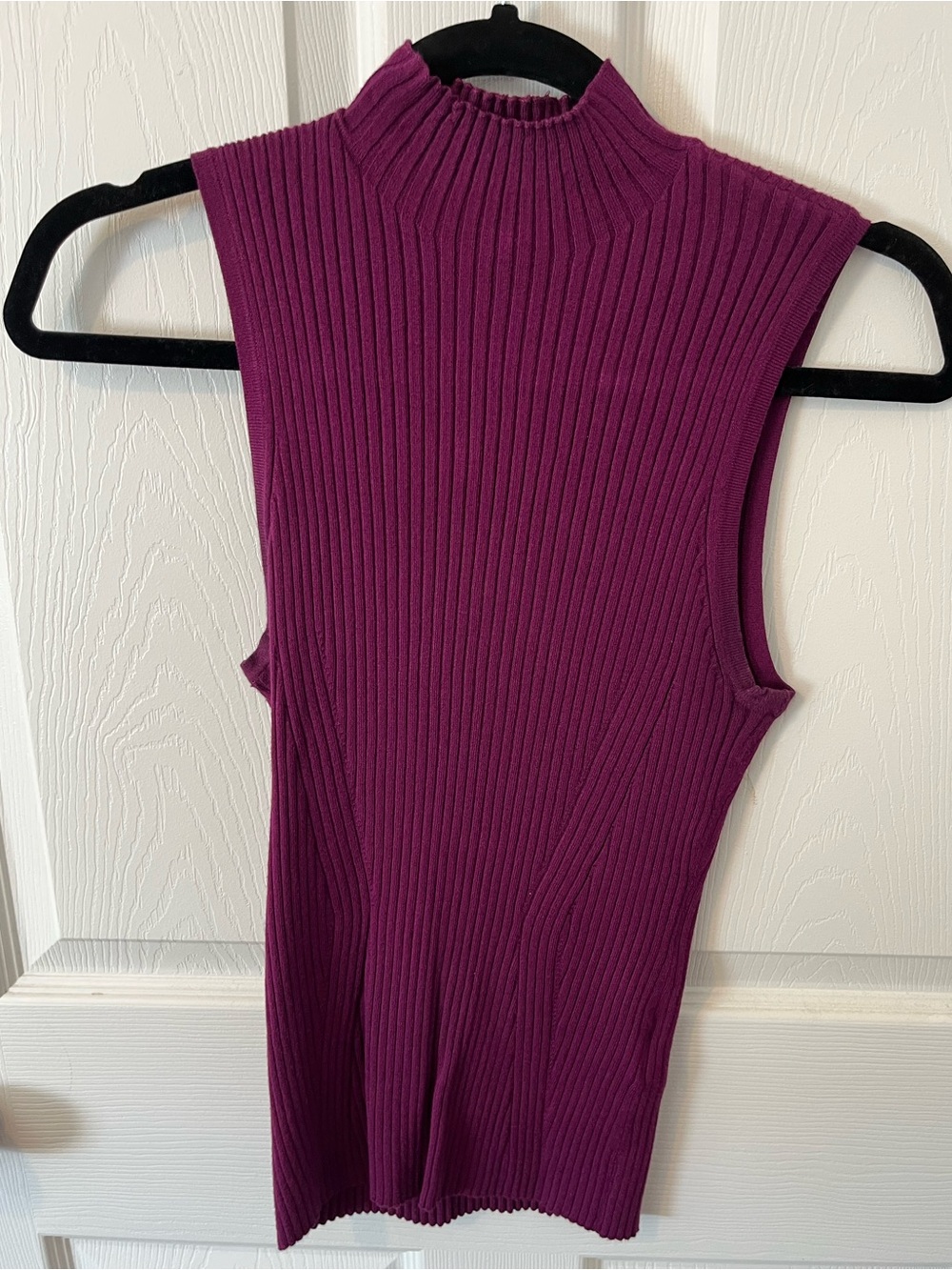 Madewell Sleeveless Ribbed Mock Neck Top - Plum